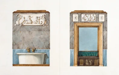 O banheiro na rue Fortunee, casa comprada por Balzac em 1847, 1851 (wc no papel)